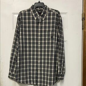 (👑3 For $25)Chaps Men's Black and White Checkered Shirt